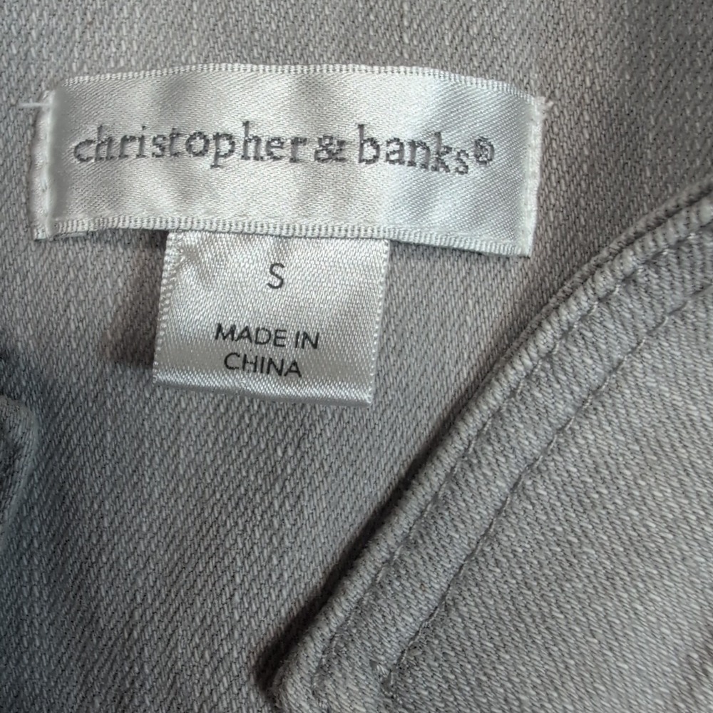 Christopher & Banks Jacket Womens S Gray Denim Open Front Casual Comfort Pockets - Picture 6 of 10